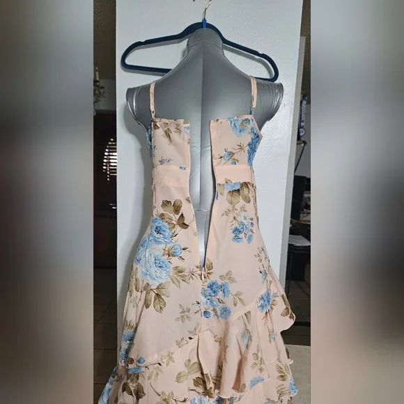 SHEIN Asymmetrical Floral Dress - Blue and Cream - Picture 5 of 5